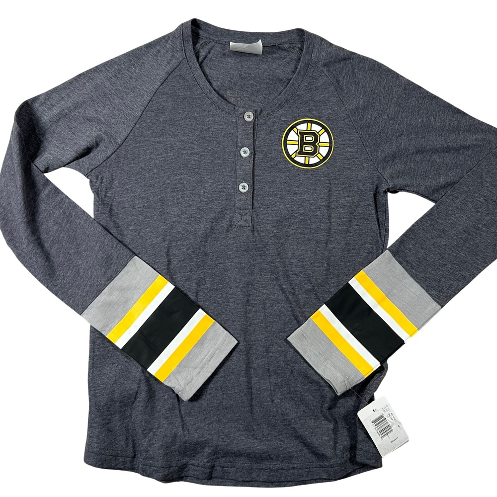 Reebok Boston Bruins‎ NHL Youth Henley Long Sleeve Shirt Gray